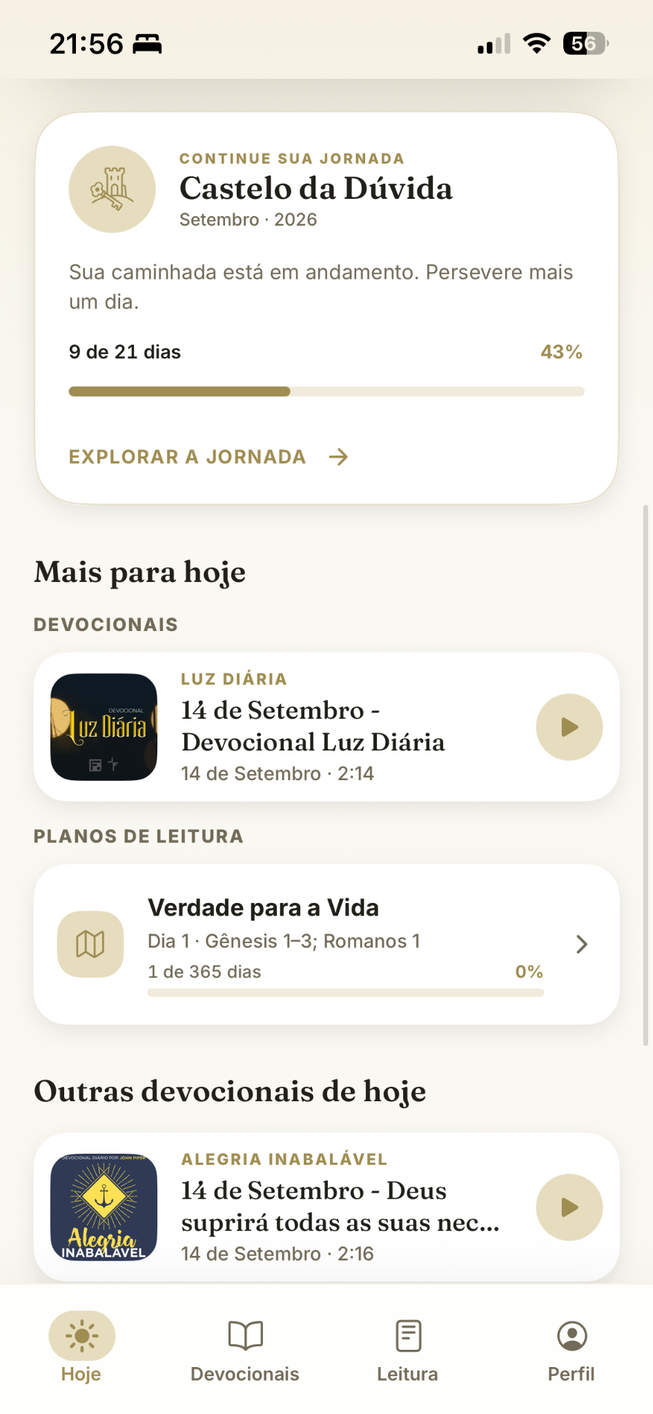 Leitura e áudio — modo claro